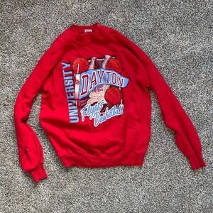 Jerzees Red University of Dayton Basketball Crewneck